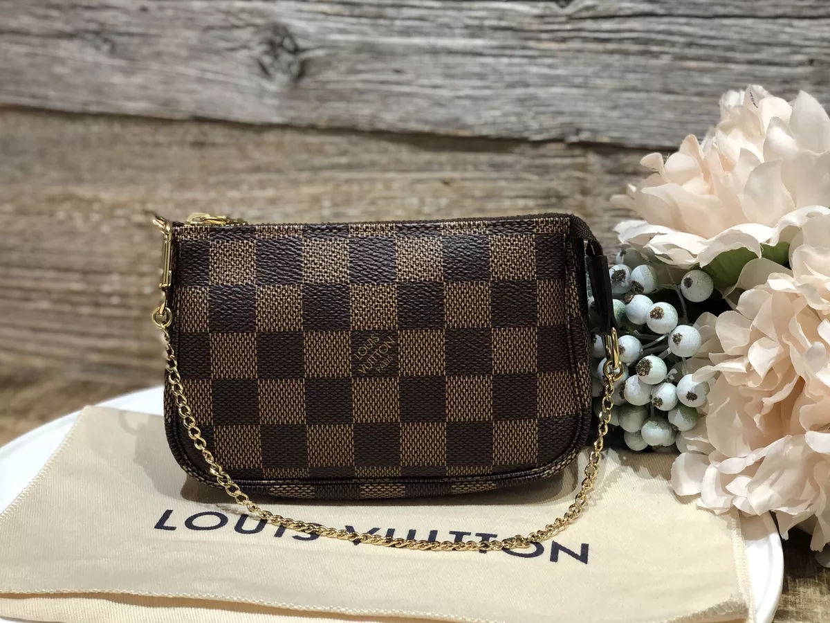 Louis Vuitton Mini Pochette Damier Ebene Accessoires Pouch Brown