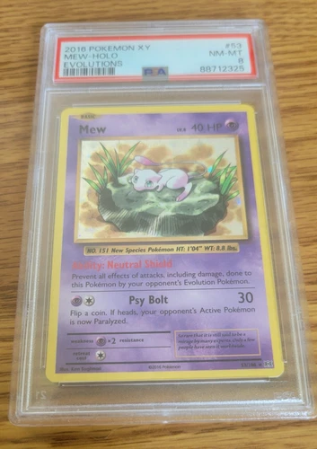 Pokemon 2016 XY Evolutions Mew Holo NM PSA 8