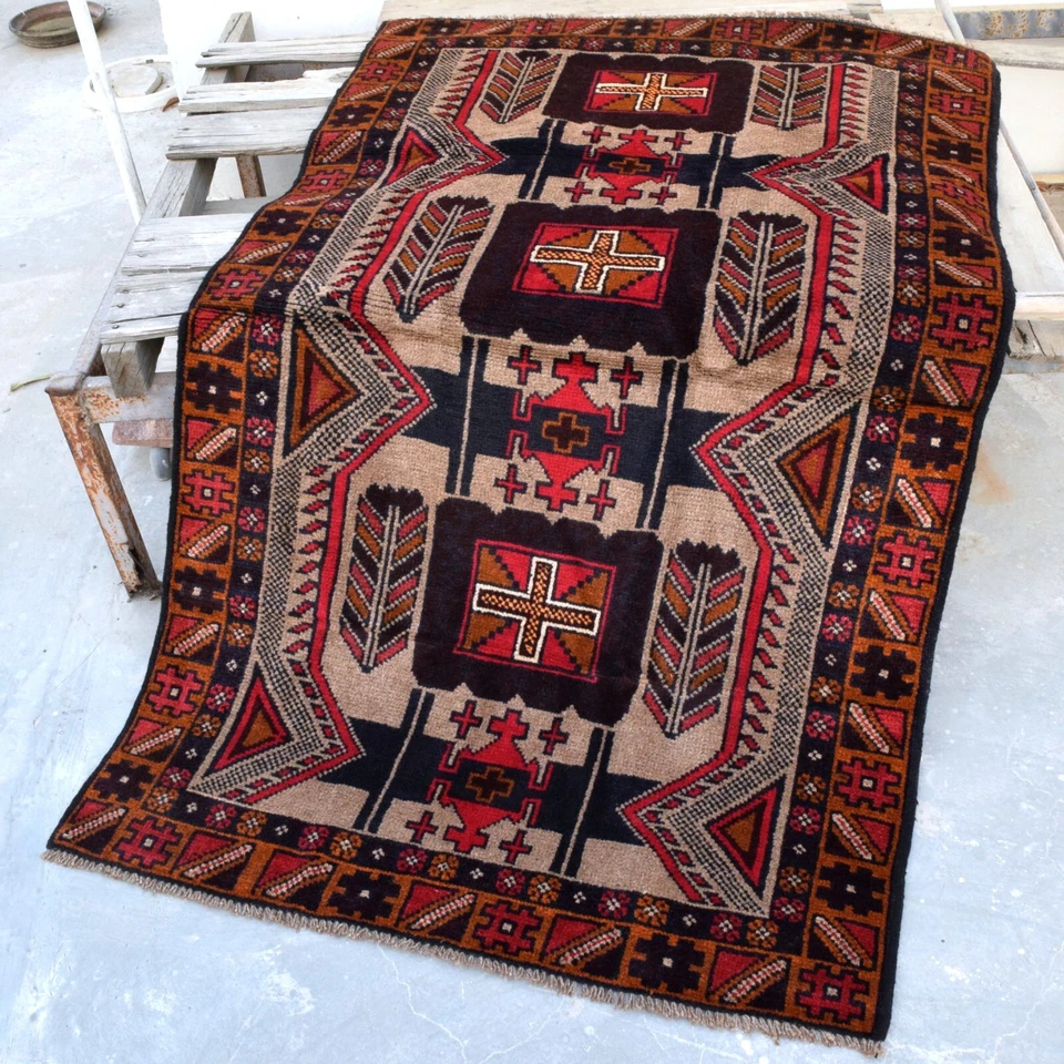 Ковер ручной работы 6x4 коричневый балуче шерстяной килим афганский овощной краситель - Изображение 3 из 4