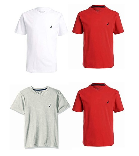 Nautica Jungen Teens 2er Pack V-Ausschnitt Kurzarm Einfarbig T-Shirts  - Bild 1 von 5