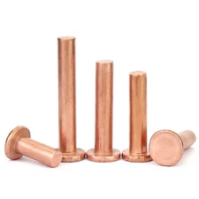 Solid Copper Flat Head Rivets - 1/16" 5/64" 3/32" 1/8" 5/32" 3/16" 1/4" 1/3"