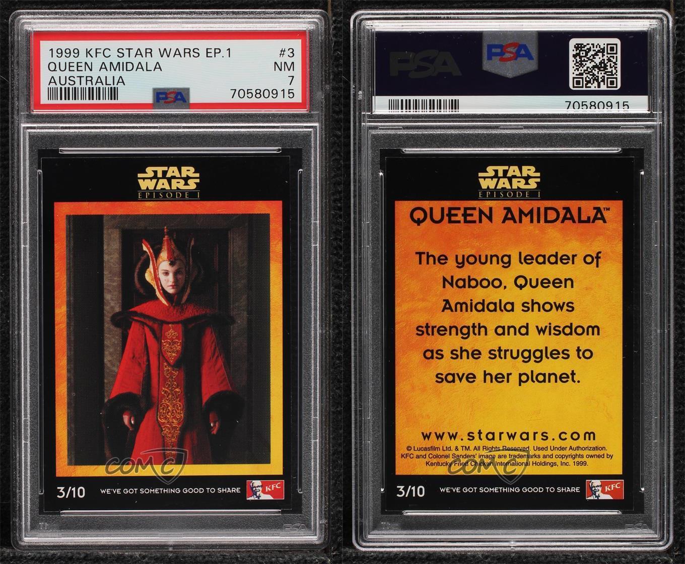 1999 KFC Star Wars Episode 1 Australia Padme Amidala Queen Amidala #3 PSA 7 0b3o - Picture 3 of 3