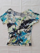 Ladies T-shirt Wallis Size S Short Sleeve Scoop Neck Blue Mix 11225
