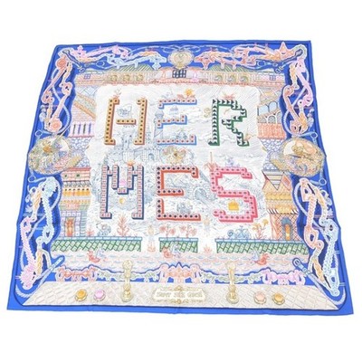 Hermes Schal Super Silk Quest Bleu Roy Rose Silk Twill 90