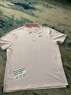 NWT Nike Dri-Fit Micro Print Premium Polo Golf Shirt Pearl Pink Men s Sz XXL