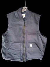 Carhartt V01 BLK Black Arctic Quilt Lined Duck Canvas Vest Full Zip Men 2XL Tall
