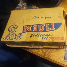 Raro trituratore TV vintage Mouli Julienne insalatiera affettatrice cibo grattugia braciole nuovo con scatola