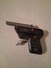 Vintage No 1 Double Barrel Pistol Cap Gun Pressed Metal Embossed Clicker