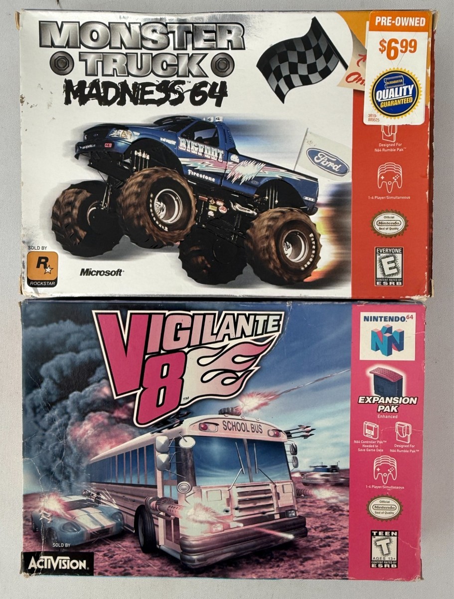 2 N64 Game Lot - Nintendo 64 - Monster Truck Madness 64, Vigilante