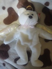 Ty Beanie Babies Halo the Angel Bear  EXCELLENT CONDITION Brown Nose 1998 