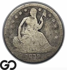 1839 Seated Liberty Half Dime, No Drapery