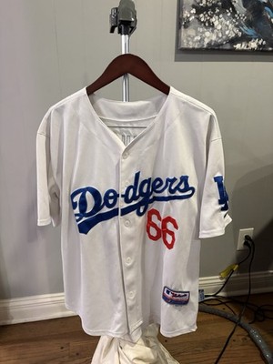 Majestic Los Angeles Dodgers Yasiel Puig #66 White Blue Red MLB Jersey