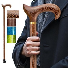 Premium Wooden Walking Cane for Men  Women Heavy Duty 300 lbs Capacity