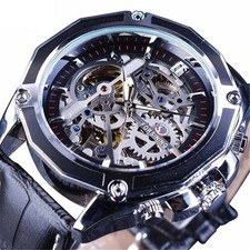Forsining Mens Mechanical Automatic Watch Men's Hollowed Out Skeleton Wristwatch