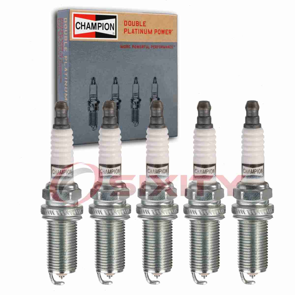5 pc Champion Double Platinum Spark Plugs for 2016 Volvo S60 Cross Country lb