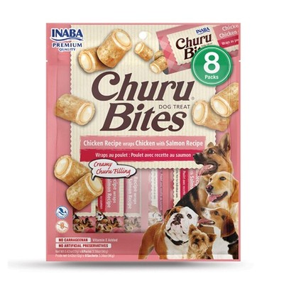 Inaba Dog Churu Bites Chicken Wraps W Salmon, 6 Pack - 96g