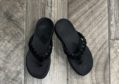 Vionic Sandals Kenji Womens Size 7 M,Black Thong Braided FlipFlops Slip On Shoe