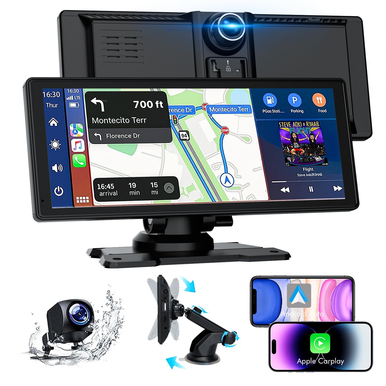 Display Portatile 8.88" Wireless Android Auto e Apple CarPlay Bluetooth