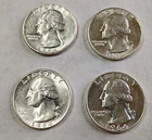 New Listing1964-D+P Mints AU Washington Quarters 90% Silver Coins Lot (Set of 4) #W94