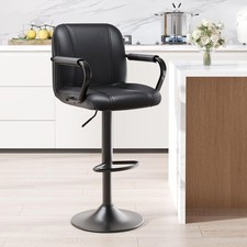 Bar Stools Set of 1 with Back and Armrest, Swivel PU Leather set of 1 Black