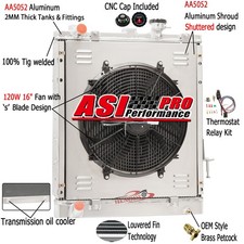 4 Row Radiator+Shroud Fan+Relay For 1999-04 Chevy GMC W3500 W4500 W5500 Isuzu AT