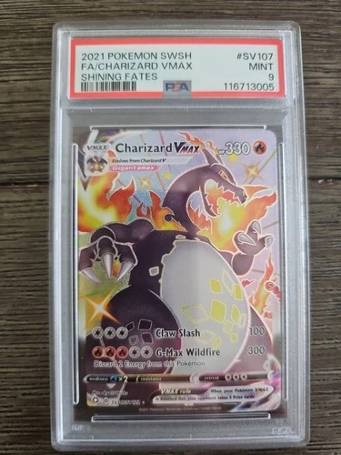 Fa/Charizard Vmax #SV107 - 2021 Pokemon Sword & Shield Shining Fates - PSA 9