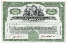 The Kroger Grocery & Baking Company. Stock Certificate.