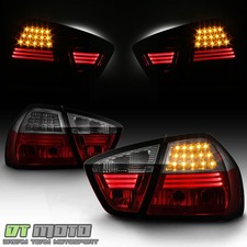 05-08 Bmw E90 4dr Led Perform Red Smoked Tail Lights Wled Strip Style