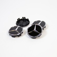 Nabendeckel Satz schwarz glänzend Chromstern Original Mercedes-Benz 66,8 mm