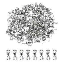 100 Pcs Stainless Steel Pinch Clip 15mm Pinch Bails for Pendant, Silver