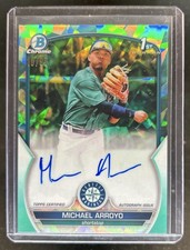 2023 Bowman Sapphire Michael Arroyo Chrome Auto Aqua 1st Prospect #/99 Mariners