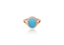 950 Platinum Multi Gemstone Halo Ring - Amethyst, Rose Quartz, Turquoise