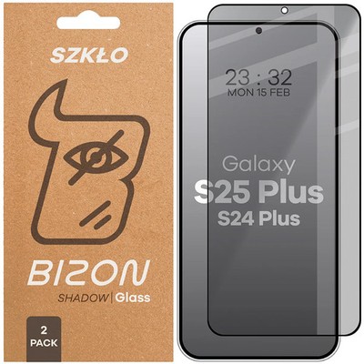 2x Sichtschutzglas für Galaxy S25+/S24 Plus Bizon Blickschutz Schutzglas