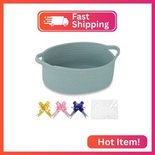 COMSE Small Woven Basket with Gift Bags and Ribbons, Gift Basket Empty, Cotton R