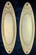 Pair Of Oval Brass Push Plates Finger Plates With Warm Patina Pair Of Oval Brass Push Plates Finger Plates With Warm Patina