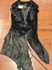 Corseted Black Velvet Vest Witch Devil Fashion Sz Small NWT
