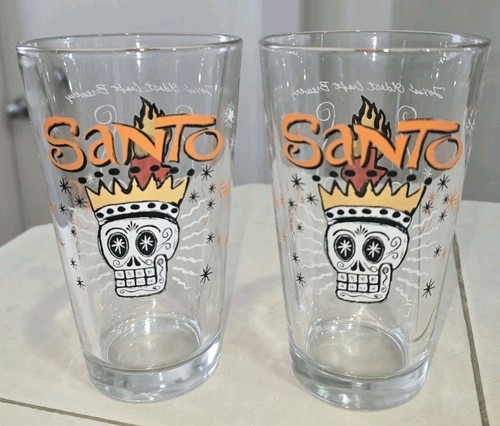 Lot / Set of 2 Saint Arnold SANTO 16 oz Pint Beer Glass Glasses EUC Texas Brewed
