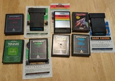 Lot of 9 Atari Games Some W/ Manual Atlantis, Space Invaders, Dark Cavern,...