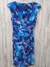 Lauren Ralph Lauren Faux Wrap Dress Size 6 Floral Sleeveless Side Ruched Career