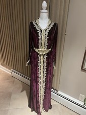 Custom Made Embroidery Kaftan Size Medium purple velvet