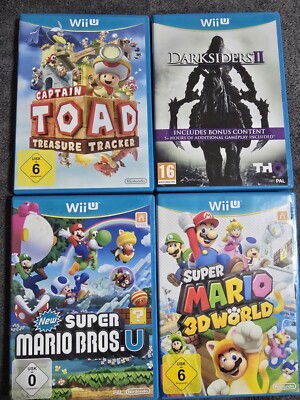 4 WII U Spiele Super Mario Bros, Super Mario 3D World, Captain Toad & Darksiders
