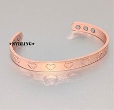 Pure Magnetic Copper Bracelet Arthritis Pain Therapy Energy Cuff Love Heart