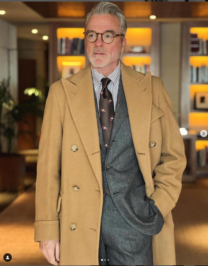100% Cashmere Winter Men's Overcoat Double Breasted Vintage Wool