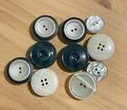 Lot of 10 Handmade Vintage Button Magnets Green White Set Fridge Vtg Home Decor — photo 1