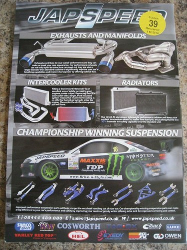 AUTO JAPSPEED AUSPUFF UND KRÜMMER KÜHLER 2014 WERBUNG CA GRÖSSE A4 FEILE V