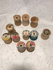 Lot Of 11 Vintage Wooden Thread Spools Empty J&P Coats, Star, Talon, Unlabeled