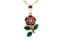Color Open Rose Pendant with Necklace Gold Filled BRAND NEW Flower Roses