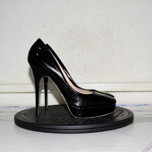 Jimmy Choo Platform High Heels Black Leather Shoe Women 39 - Picture 1 of 17