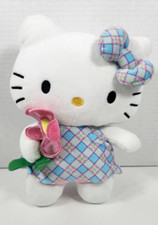 2024 Sanrio HELLO KITTY with Flower Spring PLUSH 8" Pastel Plaid Dress  Bow