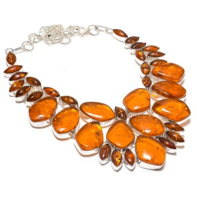 Lot De 18 Pendentifs En Ambre Baltique Et Argent 925 - Cœur - Fait Main En Pologne - Neuf Avec étiquettes